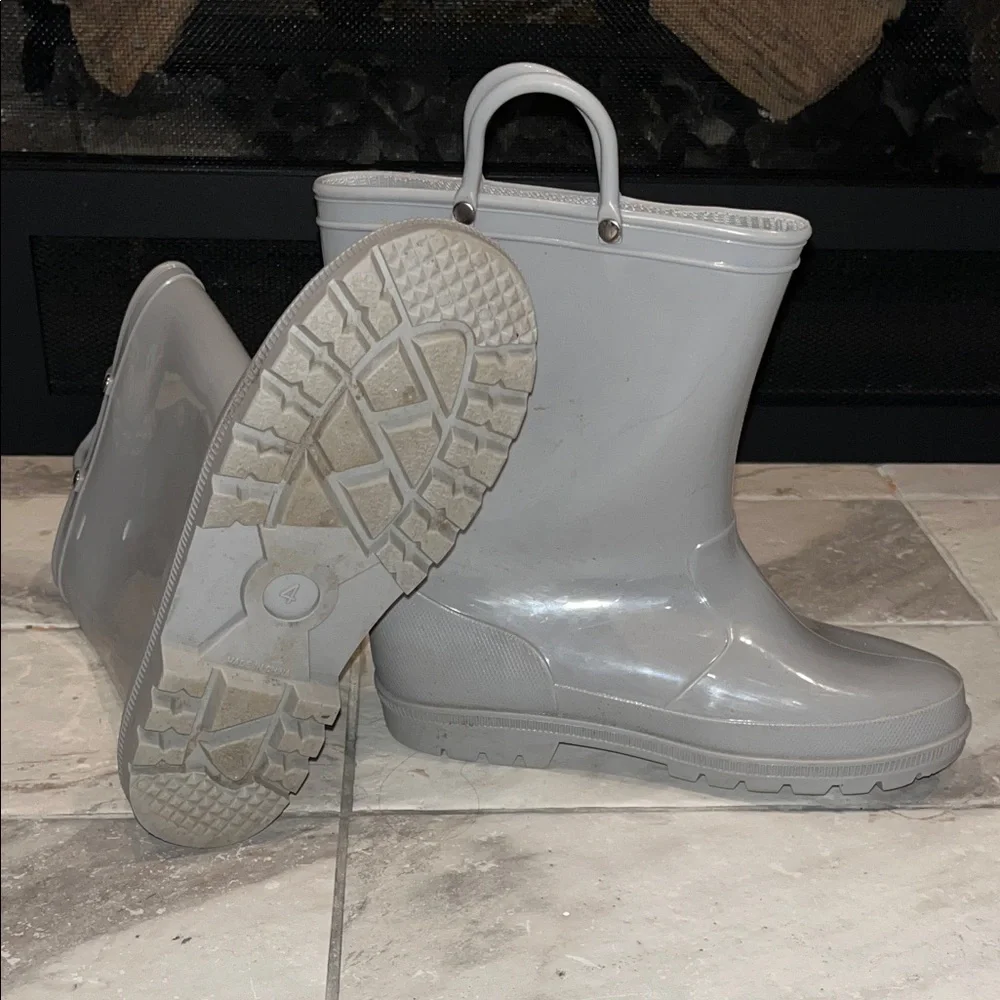 Gray Rubber Rain Boots